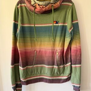 Aviator Nation Multicolor Striped Cowl Neck Sweater